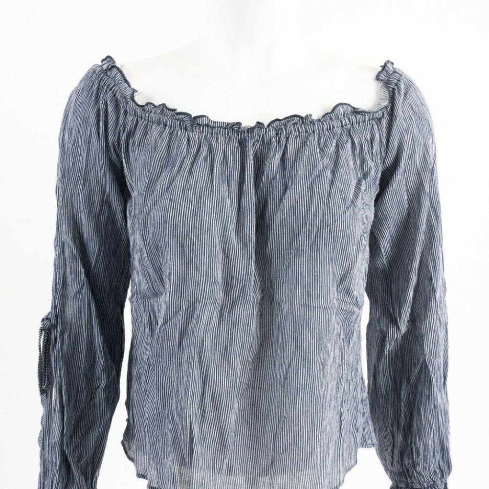 Guess Womens Blouse Shirt Top M Blue White Striped